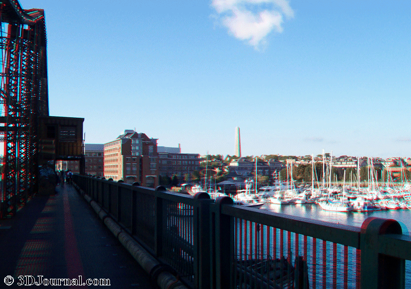 Boston - Bunker Hill Monument - pohled z mostu
