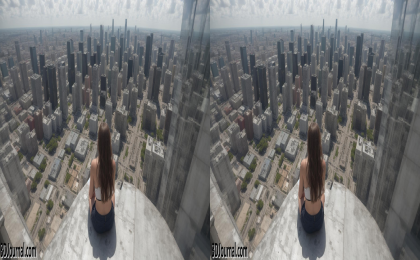 Dívka nad městem budoucnosti
