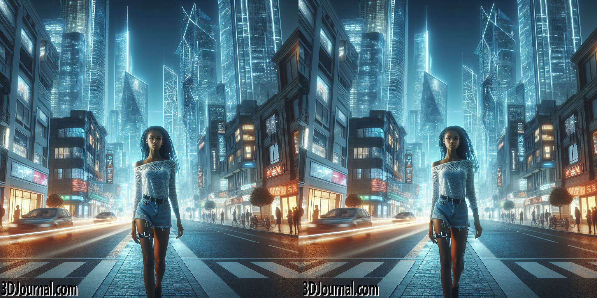 Mädchen in der Stadt der Zukunft