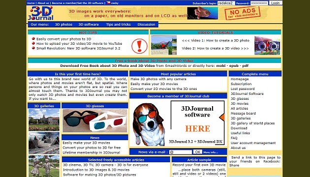 Das ursprüngliche Aussehen von 3DJournal aus dem Jahr 2003
